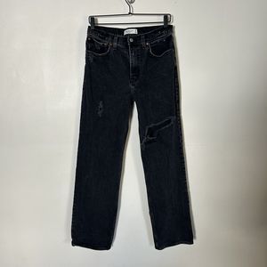 Abercrombie & Fitch 90s Relaxed High Rise Jean Black Distressed 28 6L